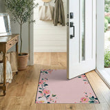 Blush Pink Blush Pink Floral Border Area Rug