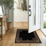 Ornate Gold and Silver Ornate Gold Floral Border Area Rug