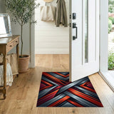 Bold Red Silver Geometric Modern Area Rug