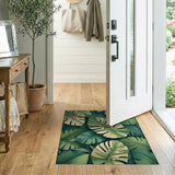 Boho Chic Lush Variegated Monstera Leaf Green Area Rug