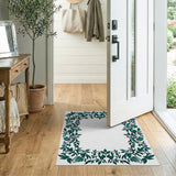 Elegant Green Vine Leaf Border Rug