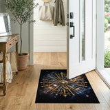Golden Cosmic Star Mandala Area Rug