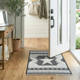 Black White Jagged Star Southwestern Rug