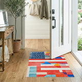 Geometric Patriotic Flag Area Rug