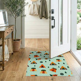 Whimsical Cartoon Camping Tents Pines Rug