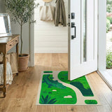 Green Playful Green Crocodile Cartoon Area Rug