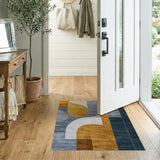 Modern Abstract Geometric Area Rug in Yellow Grey