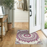 Ornate Pink Mandala Boho Area Rug