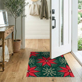 Poinsettia Snowflake Holiday Area Rug