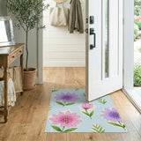 Purple Pink Watercolor Floral Pattern Area Rug