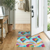 Kids Cartoon Rainbow Hot Air Balloon Kids Area Rug