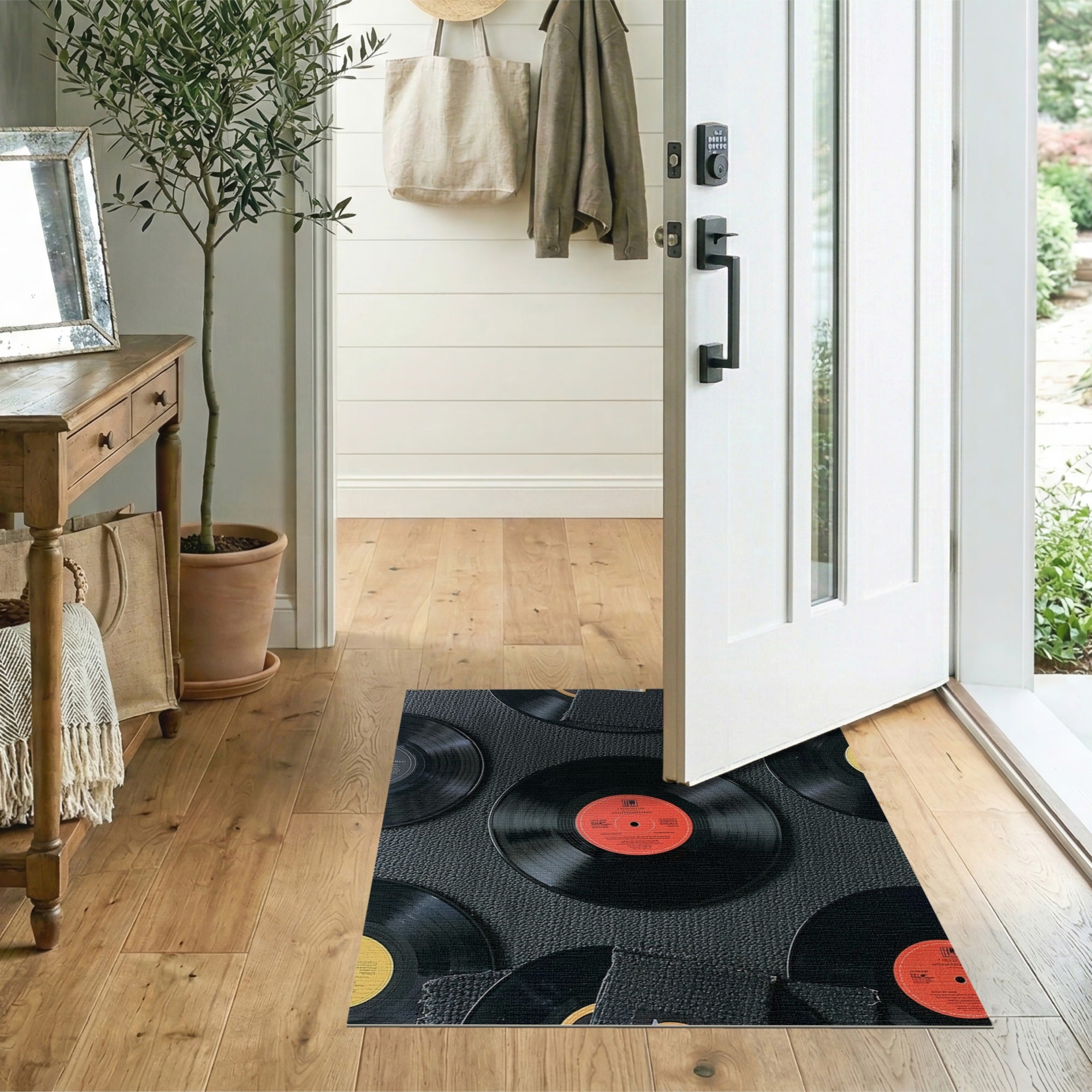 Multi-color and Patterns Retro Vinyl Records Area Rug