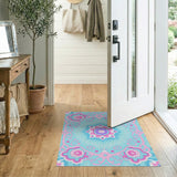 Pink Teal Mandala Floral Area Rug