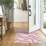 Pink Squiggly Waves Abstract Area Rug