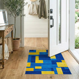 Multi-color and Patterns Bold Blue Yellow Geometric Area Rug