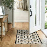 Cream Black Geometric Southwestern Area Rug