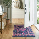 Navy Pink Persian Medallion Area Rug