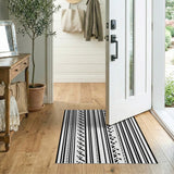 Bold Tribal Zigzag Stripe Black White Area Rug