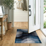 Geometric Modern Abstract Blue Geometric Modern Area Rug