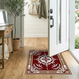 Elegant Maroon Persian Area Rug with Ornate Floral Medallion