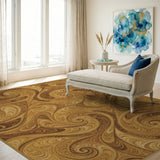 Brown Tan Swirl Abstract Area Rug