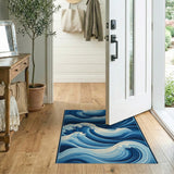 Layered Swirling Waves Blue Area Rug