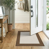 Tribal Geometric Border Beige Area Rug