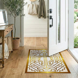 Luxe Gold Geometric Lattice Area Rug