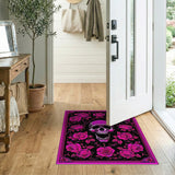 Hot Pink Skull Roses Area Rug
