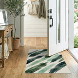 Sweeping Green Brushstroke Abstract Area Rug