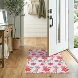 Pink Floral Branch Pattern Area Rug
