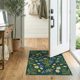 Emerald Green Wildflower Meadow Area Rug