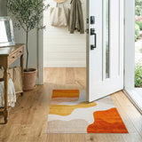 Multi-color and Patterns Wavy Orange Abstract Area Rug