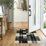 Black and White Distressed Vintage Distressed Black White Plaid Area Rug