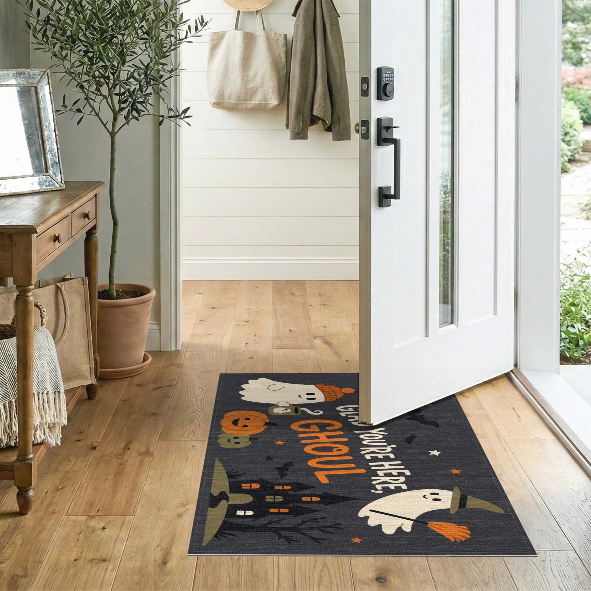 Glad You're Here Ghoul Halloween Area Rug