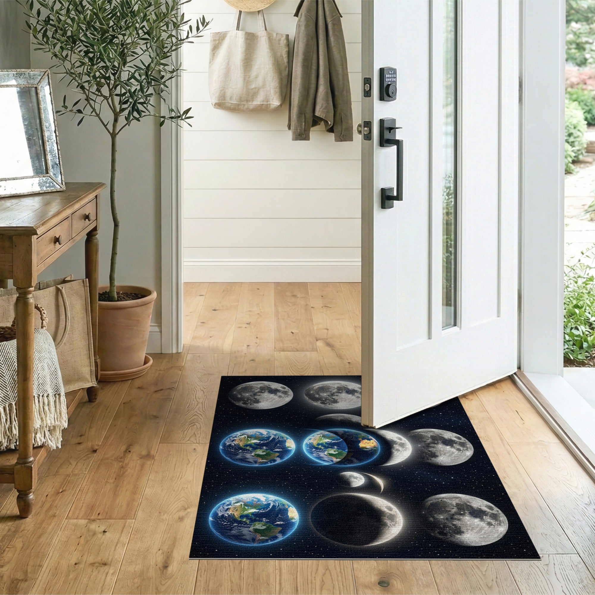 Cosmic Moon Phases and Earth Eclipse Rug