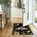Moonlit Luna Moth Celestial Floral Rug