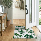 Floral Vintage Lush Green Leaves Pattern Area Rug