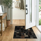 Modern Black White Geometric Patchwork Area Rug