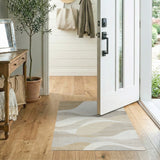 Beige and Neutral Serene Wave Beige Abstract Area Rug
