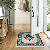 Traditional Persian Blue and Teal Ornate Teal Medallion Persian Area Rug
