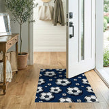 Navy Soccer Ball Scatter Area Rug