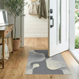 Abstract Organic Shapes Black White Area Rug