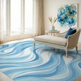 Blue Swirl Wave Area Rug