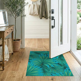 Vibrant Green Palm Leaf Area Rug