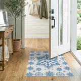 Geometric Modern Intricate Blue Snowflake Geometric Area Rug