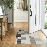Black and White Modern Geometric Black Stripe Area Rug