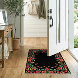 Vibrant Red Floral Border Area Rug