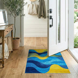 Multi-color and Patterns Wavy Multi-Color Abstract Area Rug
