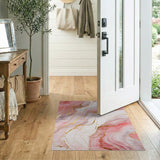 Pink Gold Marble Vein Abstract Area Rug